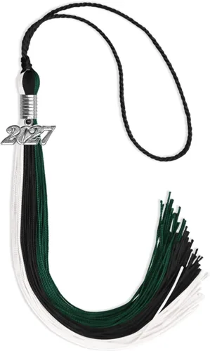 Vista 145 de Endea Graduation Borla de triple color con gota de fecha plateada (negro/dorado/granate, 2020)