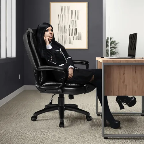 Vista 2 de OFIKA Silla de oficina, silla de escritorio para computadora para juegos, cojín ergonómico de respaldo alto, soporte lumbar con ruedas, cómodo