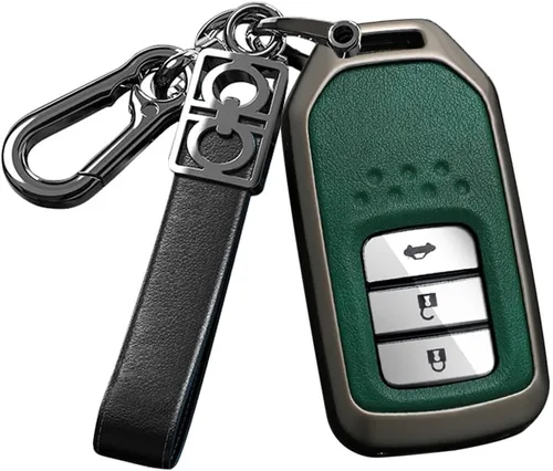 Vista 11 de ontto Funda de metal y cuero para llave de automóvil para Honda Civic Accord Pilot CRV HRV CRZ Fit Odyssey JED Crosstour Ridgeline Crider Spirior