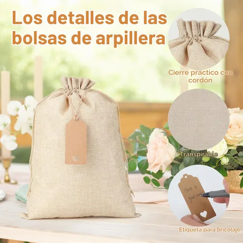 Vista 3 de Bolsas de arpillera de 10 x 14 pulgadas, 30 bolsas de regalo