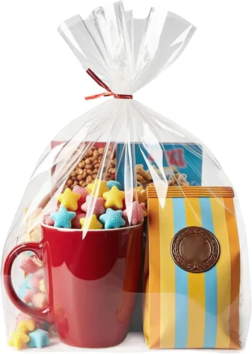 Vista 18 de Morepack Bolsas de celofán de fondo plano, 100 bolsas transparentes de 6 x 2 x 10 pulgadas con 100 lazos giratorios (sin fuelle lateral)