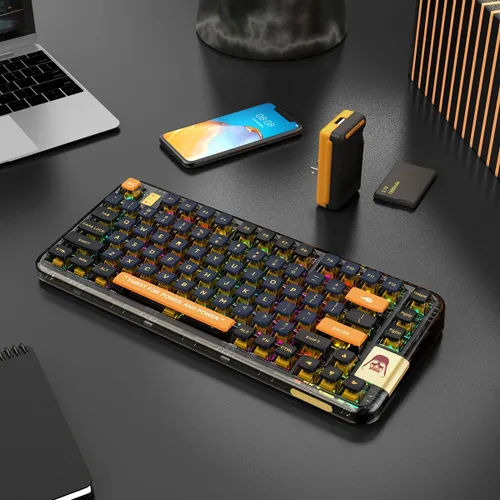Vista 5 de YUNZII Coolkiller CK75 - Teclado mecánico inalámbrico intercambiable en caliente, teclado montado en junta acrílica transparente para WindowsMac