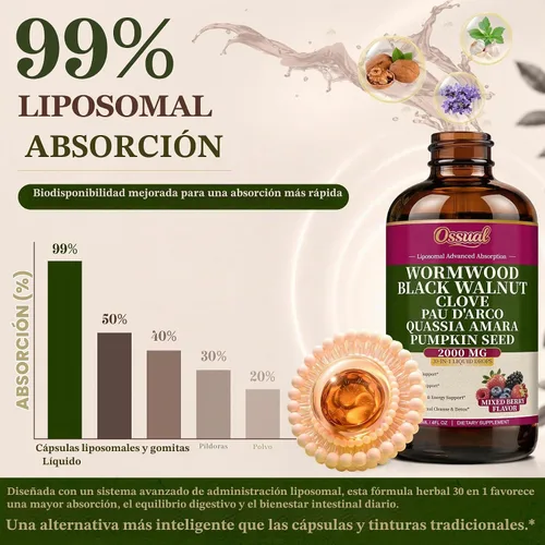 Vista 4 de Gotas de clavo de nogal negro de ajenjo liposomal 30 en 1, 4 onzas líquidas