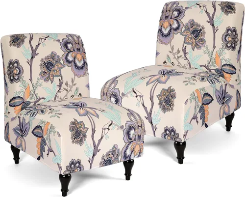 Vista 33 de Iauddy Funda para Silla de Acento Slipper sin Brazos Slipcover, Elástica de Spandex Extraíble Tela Jacquard Funda Antideslizante para Silla de Beige