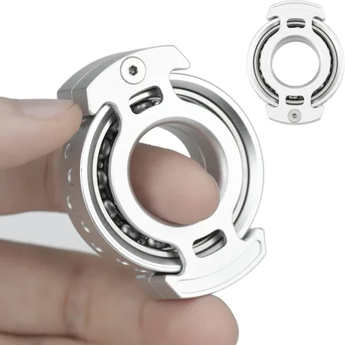 Vista 8 de FREELOVE Metal Ring Fidget Toys for Men Adults, Aluminum Alloy, Chain Bike Sound Anxiety Ring, Nuclear Reactor Design with 6804 Ball Bearing Finger