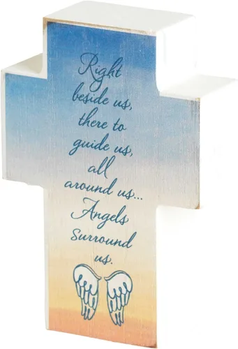 Vista 2 de Dicksons Footprints Classic White - Cruz de mesa de madera envejecida de 2.75 x 4 pulgadas, color blanco
