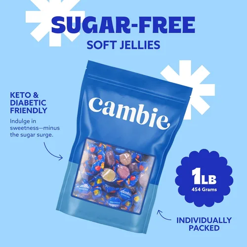 Vista 3 de Cambie Gomitas sin azúcar – 1 libra de caramelos sin azúcar envueltos individualmente, sabores de frutas surtidos, aptas para diabéticos, keto