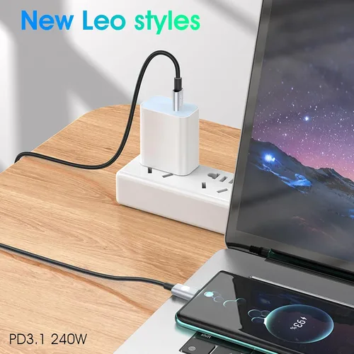 Vista 5 de Cable de carga rápida tipo C a tipo C de 240 W - Cable USB C para iPhone, MacBook Pro, iPad Pro, Samsung - Cable C a C para carga rápida