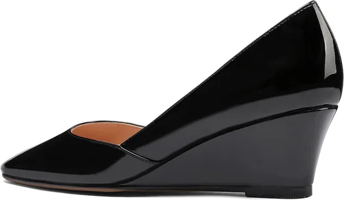 Vista 7 de MODENCOCO Zapatos de tacón bajo con cuña de tacón bajo para mujer, con puntera cuadrada, 2 pulgadas