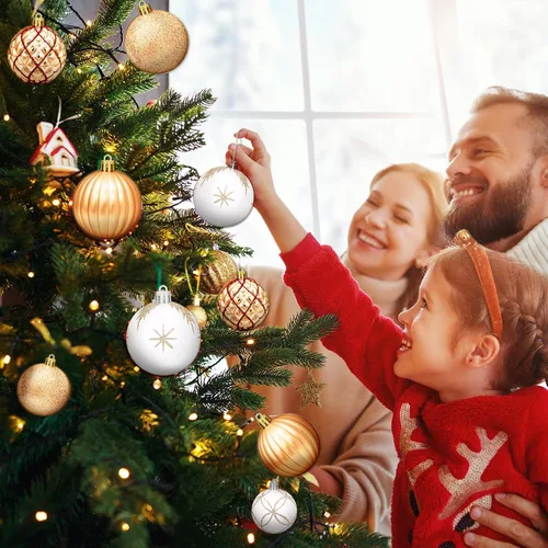 Vista 6 de DeckTheHalls Adornos de bolas de Navidad, 30 piezas de 2.5 pulgadas irrompibles, bolas de decoración navideña para colgar en el árbol de Navidad