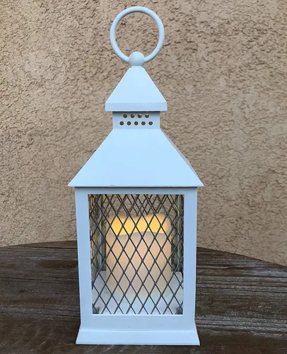 Vista 9 de Juego de 12 piezas de estilo granja, farol decorativo de 10 pulgadas con vela LED sin llama y temporizador de 5 horas, decoración rústica de boda