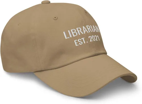 Vista 2 de CreativeTees4You Librarian Est 2020 - Gorro de béisbol con bordado para papá (algodón, ajustable)