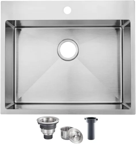 Vista 21 de SHACO Fregadero de barra de 15 x 15 pulgadas, fregadero de cocina pequeño de acero inoxidable de 15 pulgadas, fregadero de cocina pequeño de un solo