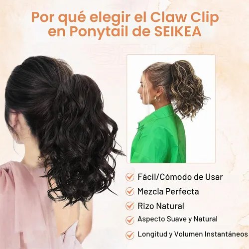 Vista 3 de SEIKEA Highight - Extensión de cola de caballo de 10 pulgadas, corta, gruesa, ondulada, suave, de aspecto natural, clip en una pieza, cola de Marrón