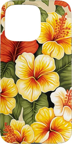 Vista 31 de Hawaiian Tropical Yellow Red Hibiscus Plumeria Case for iPhone 17