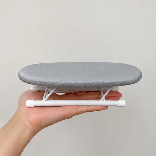 Vista 5 de Mini tabla de planchar de mesa, tabla de planchar pequeña plegable portátil con bolsa de almacenamiento de cordón de terciopelo negro, tabla
