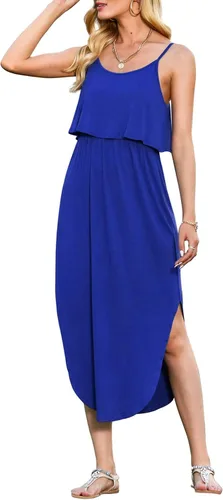 Vista 31 de LILBETTER Vestido midi de playa casual de verano para mujer con tiras ajustables y divididas 01 Negro