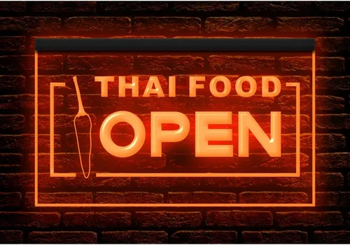 Vista 13 de 110228 Thai Food Open Thailand Restaurant Cafe Bar Display LED Light Neon Sign (16 Colors By Remote, 12" X 8")