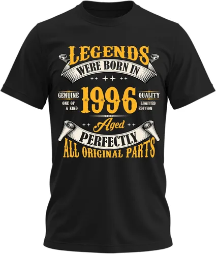 Vista 71 de Camiseta de cumpleaños para hombre, leyendas nacieron en 19XX, camiseta Negro