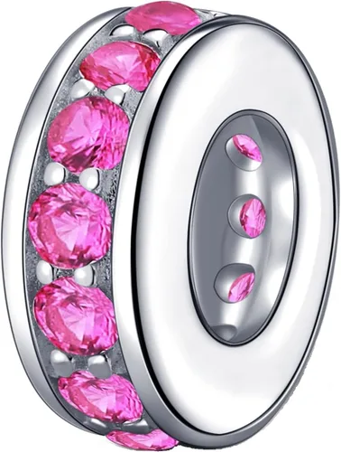 Vista 15 de 925 plata esterlina espaciador encanto grano con CZ transparente para pulseras Pandora Charms