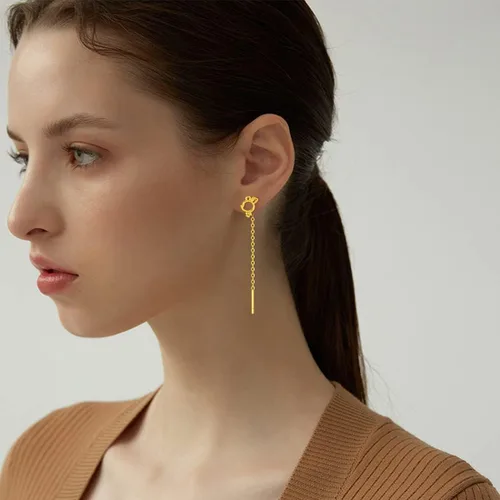 Vista 2 de 14k Yellow Gold MoonStarSquareCircleHeart Threader Drop Dangle Earrings Jewelry for Women