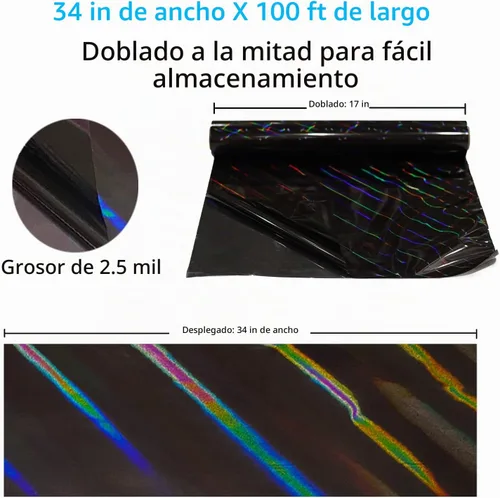 Vista 2 de CMFYHM Rollo de envoltura de celofán iridiscente negro I 86 cm de ancho X 30 m de largo I Celofán colorido perfecto para canastas, regalos