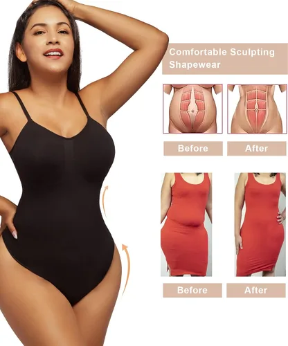 Vista 6 de SHAPERX Body para mujer con control de abdomen, moldeador sin costuras, moldeador de cuerpo