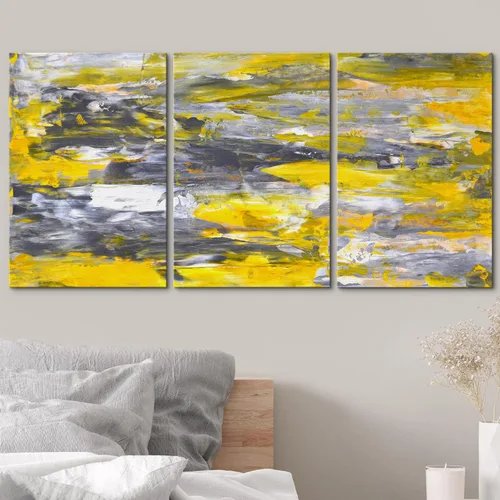 Vista 362 de wall26 Lienzo enmarcado para pared, juego de arte de acuarela pastel, paisaje rural, ilustraciones con formas abstractas, arte moderno, decorativo