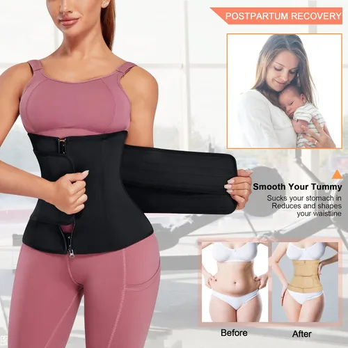 Vista 4 de Gotoly Corsé de entrenamiento de cintura para mujer cinturón de control de abdomen posparto faja para entrenamiento deportivo banda delgada