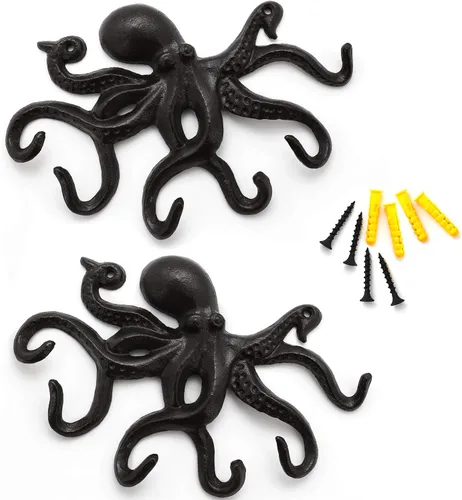 Vista 8 de Soporte para llaves de pared, ganchos de abrigo de pulpo montados en la pared, ganchos para toallas montados en la pared, ganchos para llaves