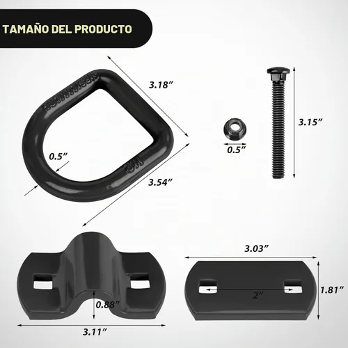 Vista 3 de Nilight Anclaje de amarre con anillo en D, 4 unidades, anillos resistentes de 1/2 pulgada con tornillos en remolque, caja de camión, carga, 12000
