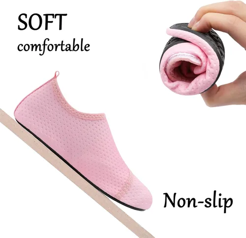 Vista 5 de Scurtain - Zapatos acuáticos para niños, calcetines acuáticos de secado rápido con sensación de pies descalzos para niños, niñas y bebés con suela