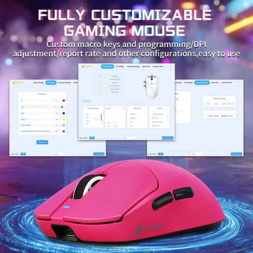 Vista 6 de ATTACK SHARK X8SE - Mouse inalámbrico para juegos, sensor óptico ajustable de 25 K DPI PAW3311, ergonómico de 2.08 oz ligero, triple modo