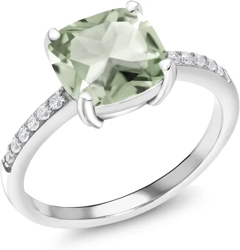 Vista 53 de Gem Stone King Anillo de compromiso de plata de ley 925 con piedra preciosa de corte cojín de 0.315 in Anillo de compromiso de aniversario de boda