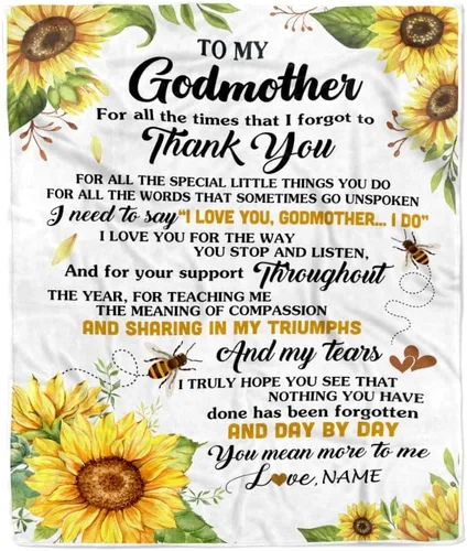 Vista 17 de Manta personalizada con texto en inglés «To My Godmother from Goddaughter Godson Thank You for Being My Godmother», para Día de la Madre