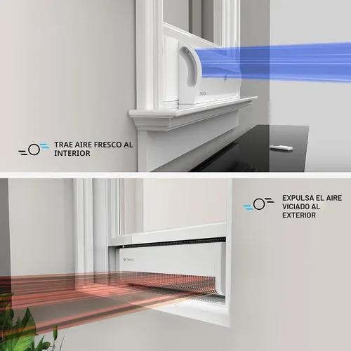 Vista 4 de [Usado] Ventilador de ventana Vornado TRANSOM con 4 velocidades, control remoto, modo de extracción reversible, carcasa resistente a la intemperie