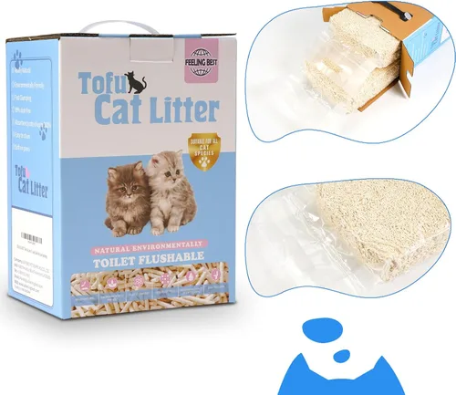Vista 3 de Arena para gatos de tofu, seguimiento bajo, aglutinación rápida, lavable, control de olores, 99% libre de polvo, hecha de almidón de maíz y heces