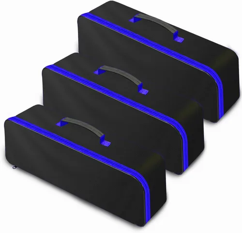 Vista 9 de Paquete de 3 bolsas de herramientas con cremallera, bolsa de herramientas Oxford impermeable de boca ancha, organizador de herramientas de múltiples