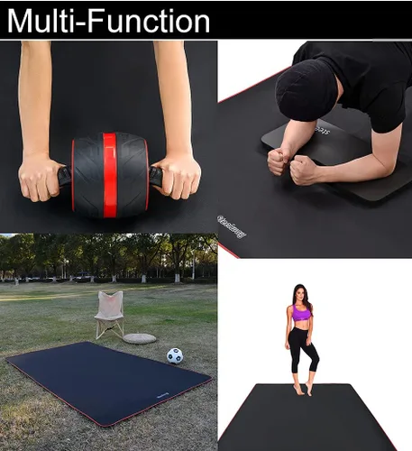 Vista 6 de Tapete de ejercicio para AB Roller AB Mat delgado de grande, manta de pícnic, impermeable, negro, largo, plegable, de tela de poliéster Oxford