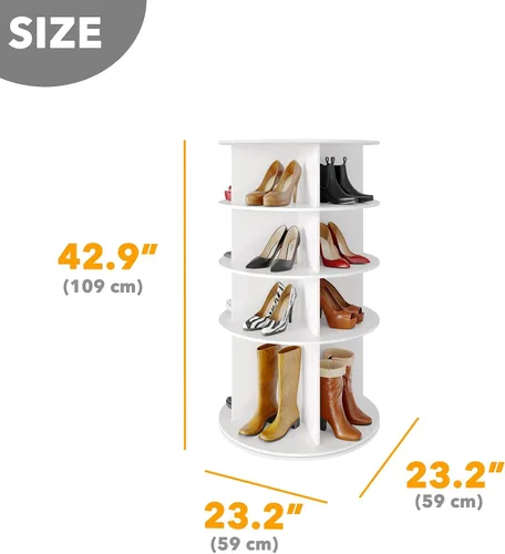Vista 2 de SpaceAid Zapatero Giratorio de 4 Niveles Organizador, Diseño de Base Alta Torre de Zapatos Almacenamiento Giratorio Lazy Susan, Estante Giratorio