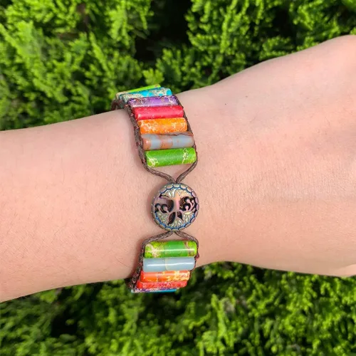 Vista 6 de YGLINE Pulseras bohemias hechas a mano de piedra natural, pulsera de cuentas de cristal