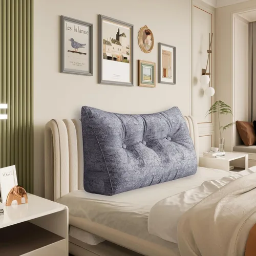 Vista 91 de Almohada de cabecera gruesa totalmente rellena tamaño Queen, cabecera acolchada suave y firme, soporte grande, triangular, almohada de cuña