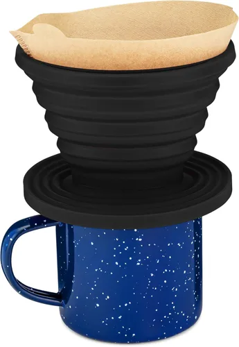 Vista 4 de COLETTI Sierra Camping Gotero de Café Pour Over — Gotero de Café Pour Over Plegable — Incluye Paquete de Filtros de Papel [Negro, Paquete de 1]
