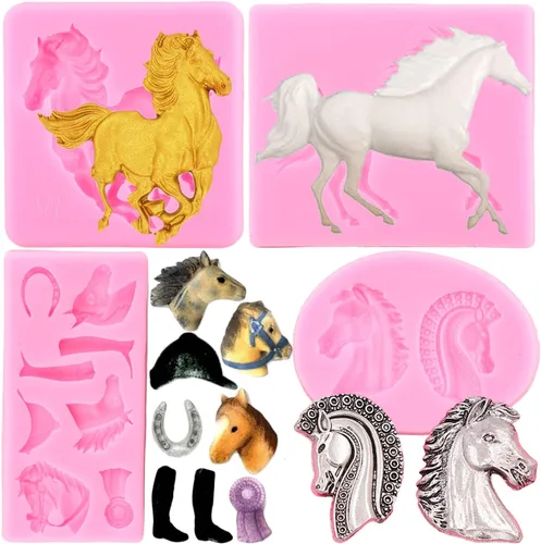 Vista 11 de ZiXiang Molde de silicona para caballo, moldes de herradura para pezuñas de herradura, molde de caramelo para decoración de pasteles de azúcar