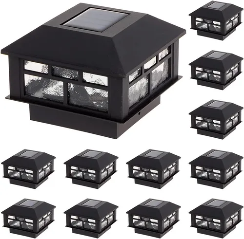 Vista 10 de GreenLighting - Lámpara de diseño moderno accionada con energía solar (2 unidades) de 10 lúmenes para postes de 4 x 4 o 5 x 5 pulgadas (negro)
