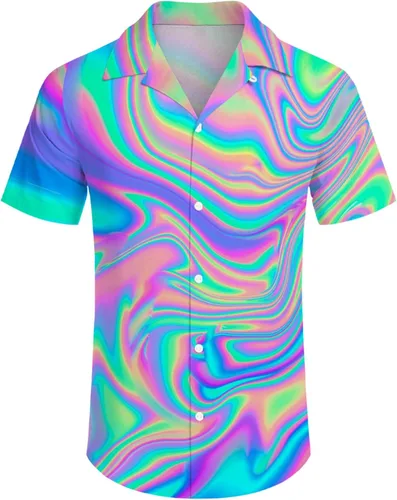 Vista 2 de Wdpsuxin Conjunto de 2 piezas para hombre, camisa hawaiana, pantalones cortos, camisa con botones y pantalones cortos con sombreros de pescador