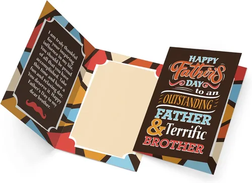 Vista 3 de Prime Greetings Tarjeta del día del padre para hermano, hecha en Estados Unidos, ecológica, tarjeta gruesa con sobre de primera calidad de 5 x 7.75