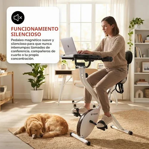 Vista 6 de FitDesk Escritorio de bicicleta de ejercicio de pie 3.0, entrenador de ciclismo de interior de altura ajustable con bandeja para portátil FitDesk 3.0