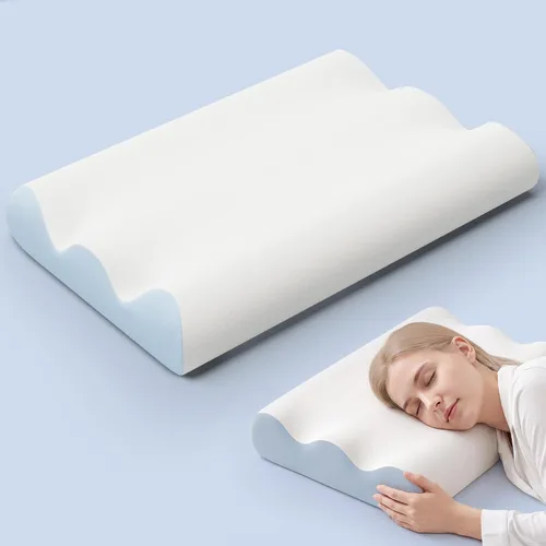 Vista 11 de NEWBULIG Soporte para el cuello con almohada cervical de espuma Soporte ergonómico para dormir lateral/espalda/estómago, alivia el cuello y los gris