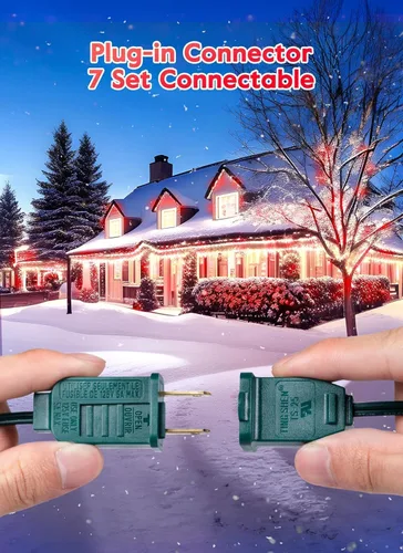 Vista 7 de Brightown - Cadena de luces de Navidad C9 al aire libre, luces LED de hadas facetadas de fresa, extensibles, con certificación UL, para fiesta, C9